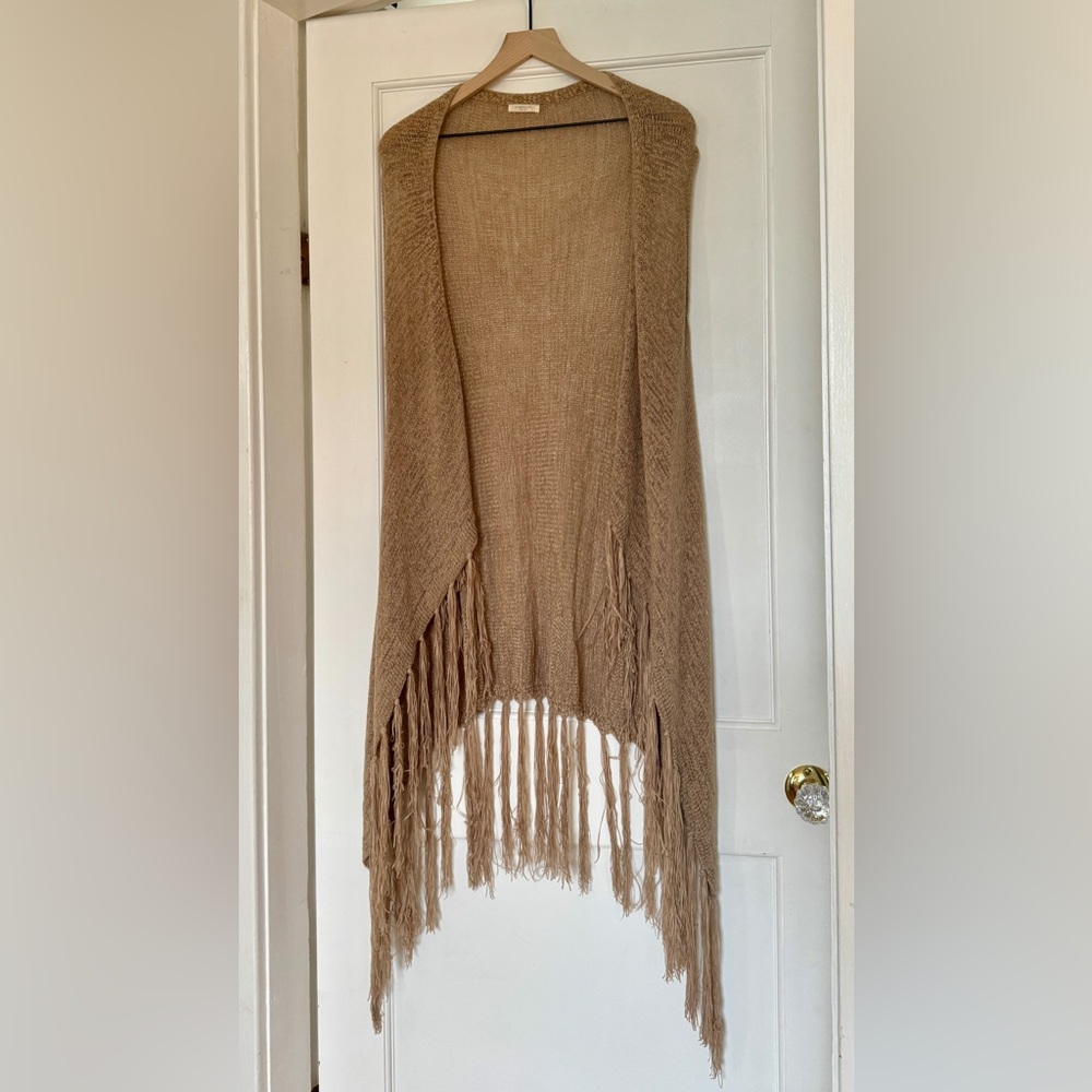 Anthropologie Evelyn K Crochet Fringe Vest (O/S)